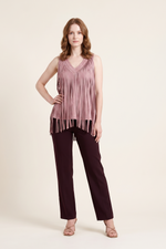 Blusa en Piel de Durazno Palo de Rosa Oscuro para Mujer
