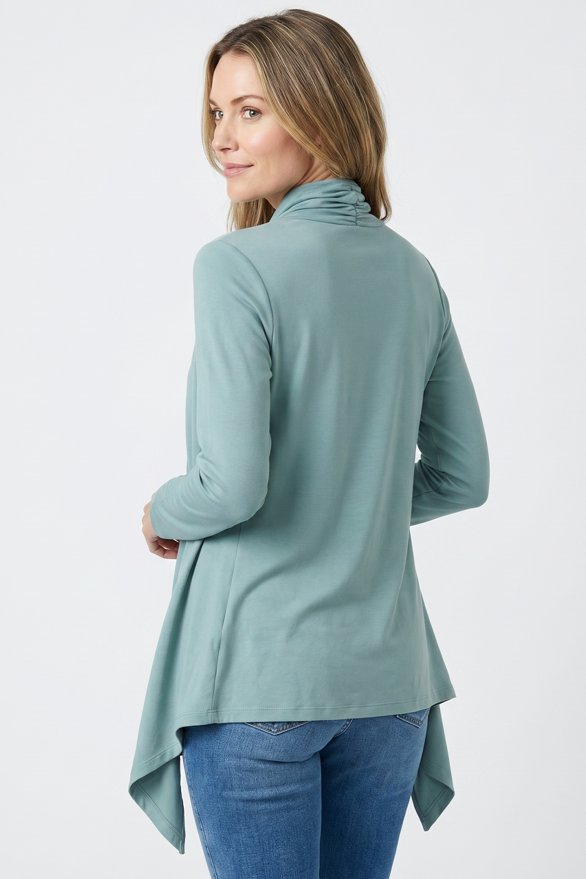 Cardigan en Viscosa Verde Jade para Mujer