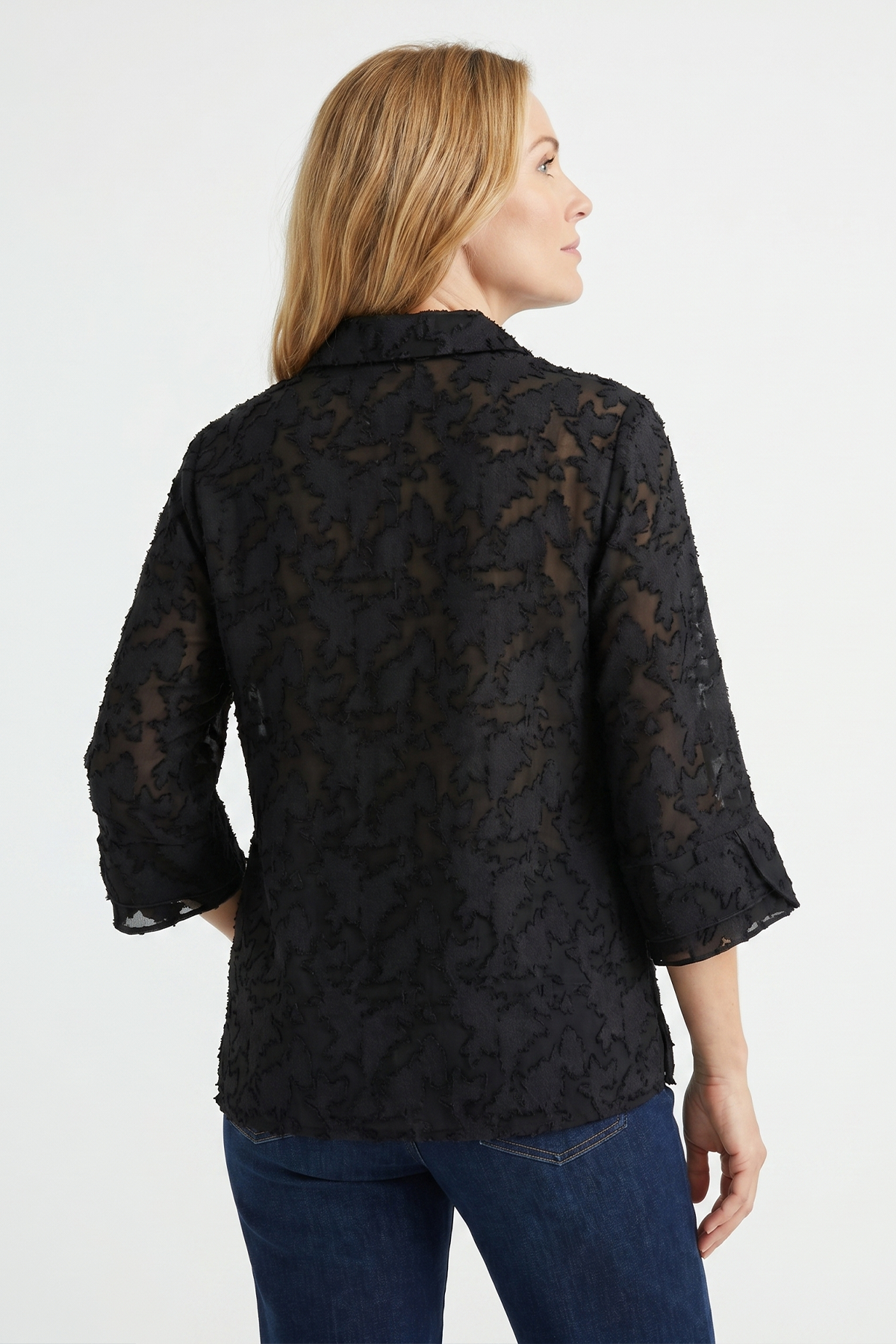 Blusa Casual Negra en Poliéster para Mujer
