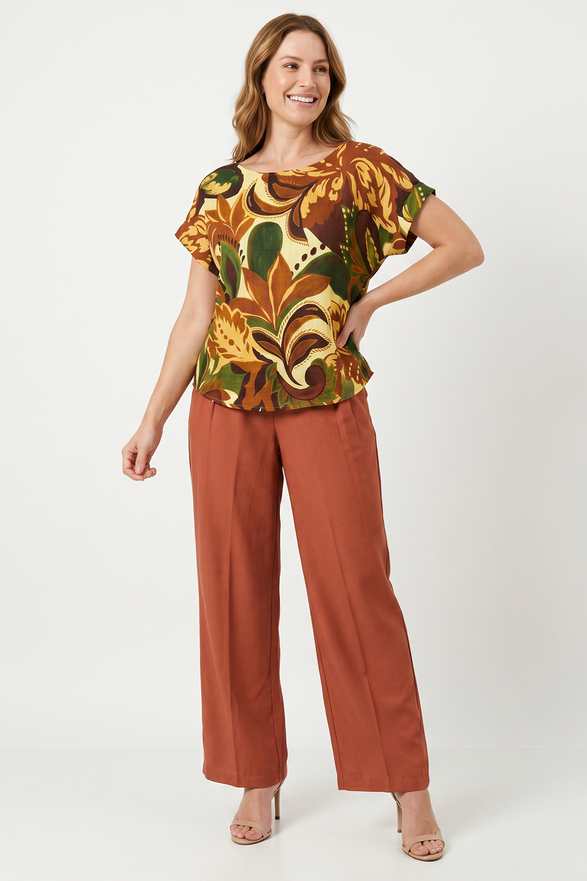 Pantalón Terracota en Rayón para Mujer
