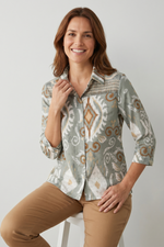 Blusa Estampada Verde en Rayón para Mujer