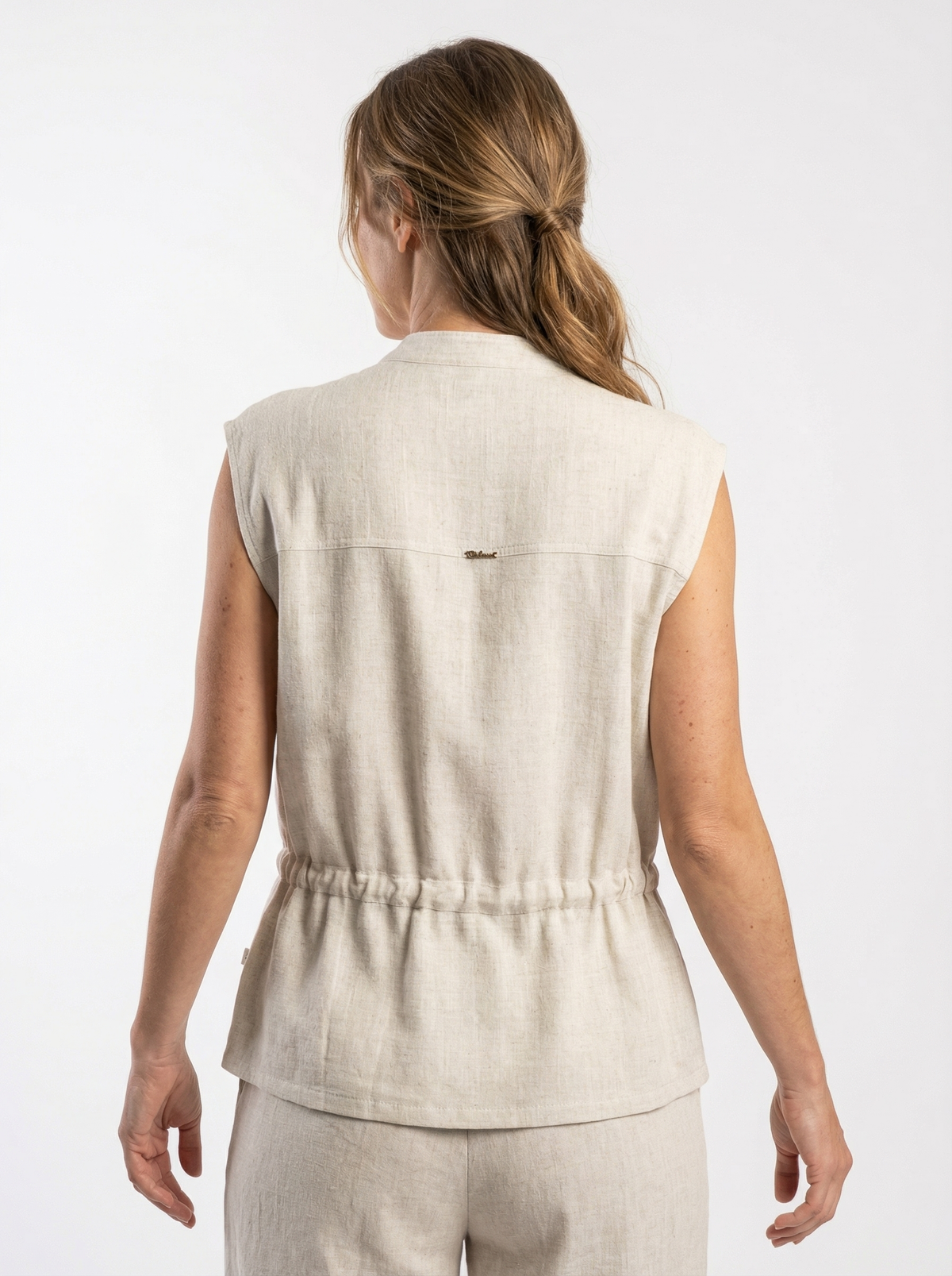 Chaleco tipo lino para mujer beige