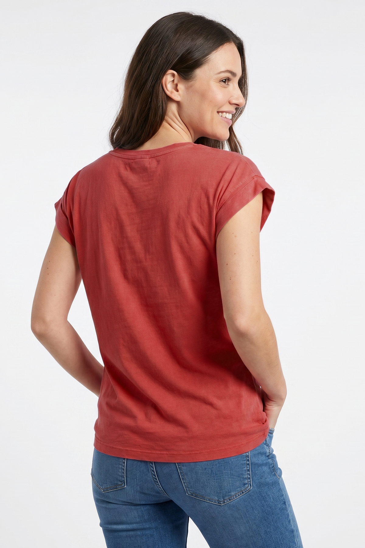 Camiseta Roja en Jersey para Mujer