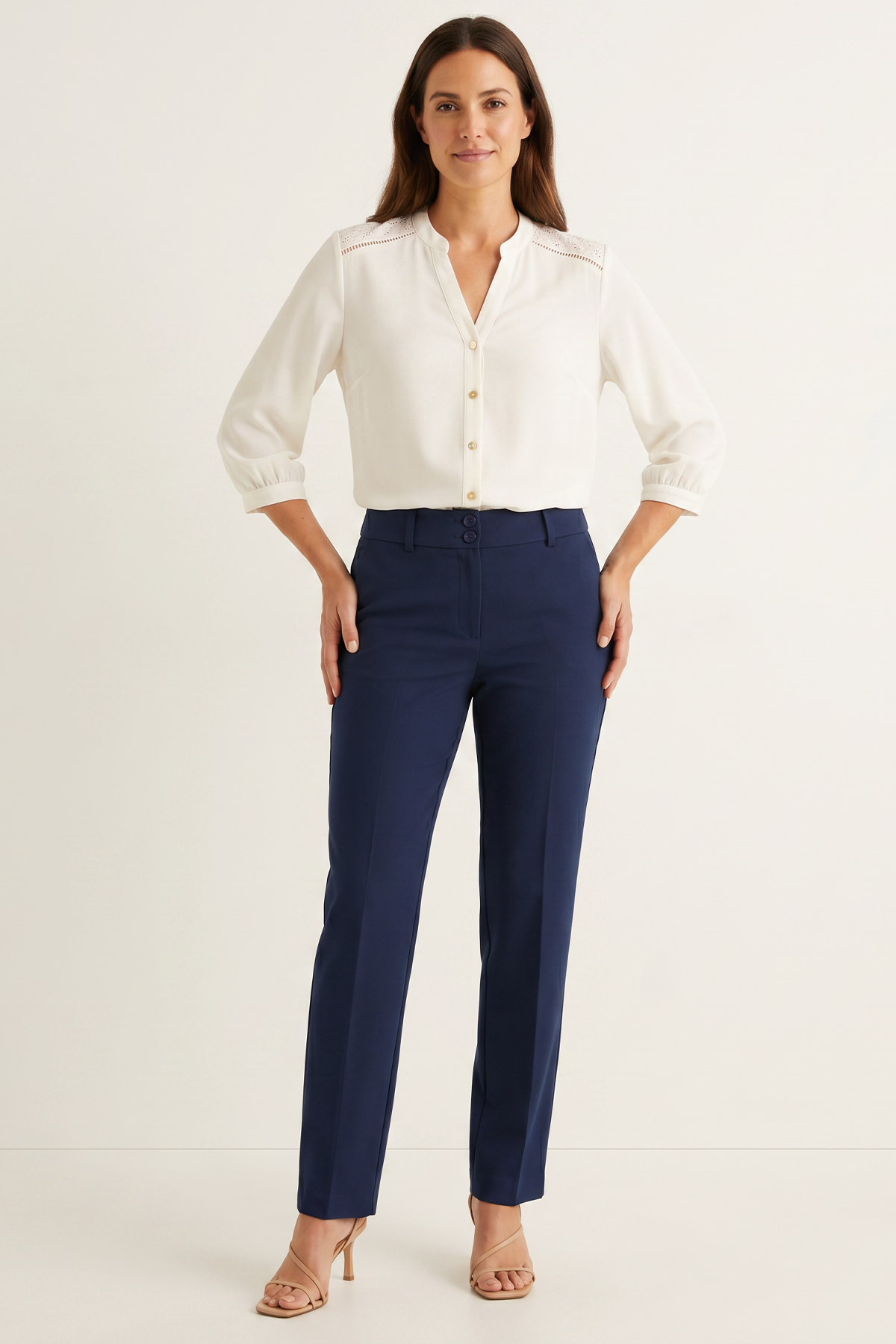 Pantalón Casual Azul Índigo en Poliéster para Mujer