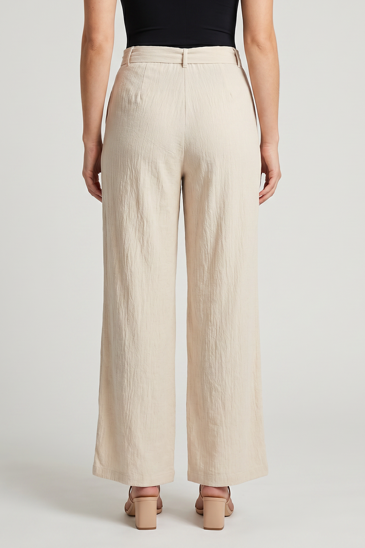 Pantalón Casual Beige en Poliéster para Mujer