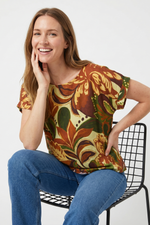Blusa Estampada Terracota en Rayón para Mujer