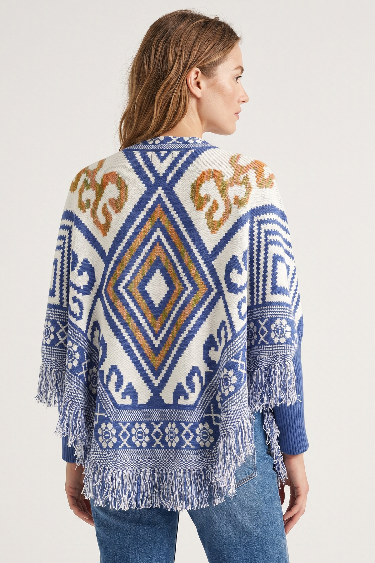Ruana en Acrílico Azul Navy para Mujer