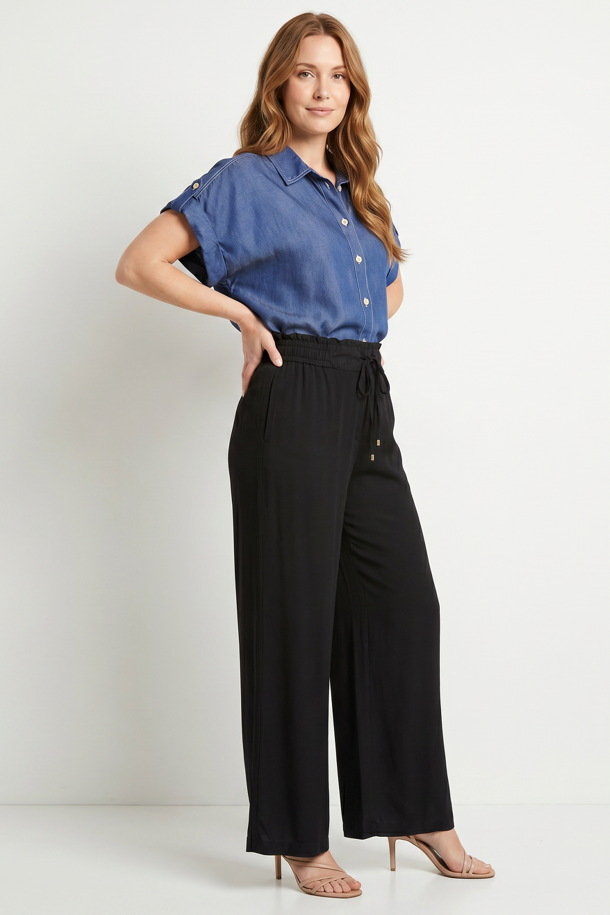 Pantalón Casual Negro en Rayón para Mujer