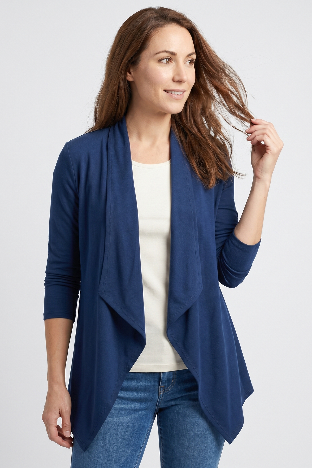 Cardigan en Viscosa Azul Oscuro para Mujer