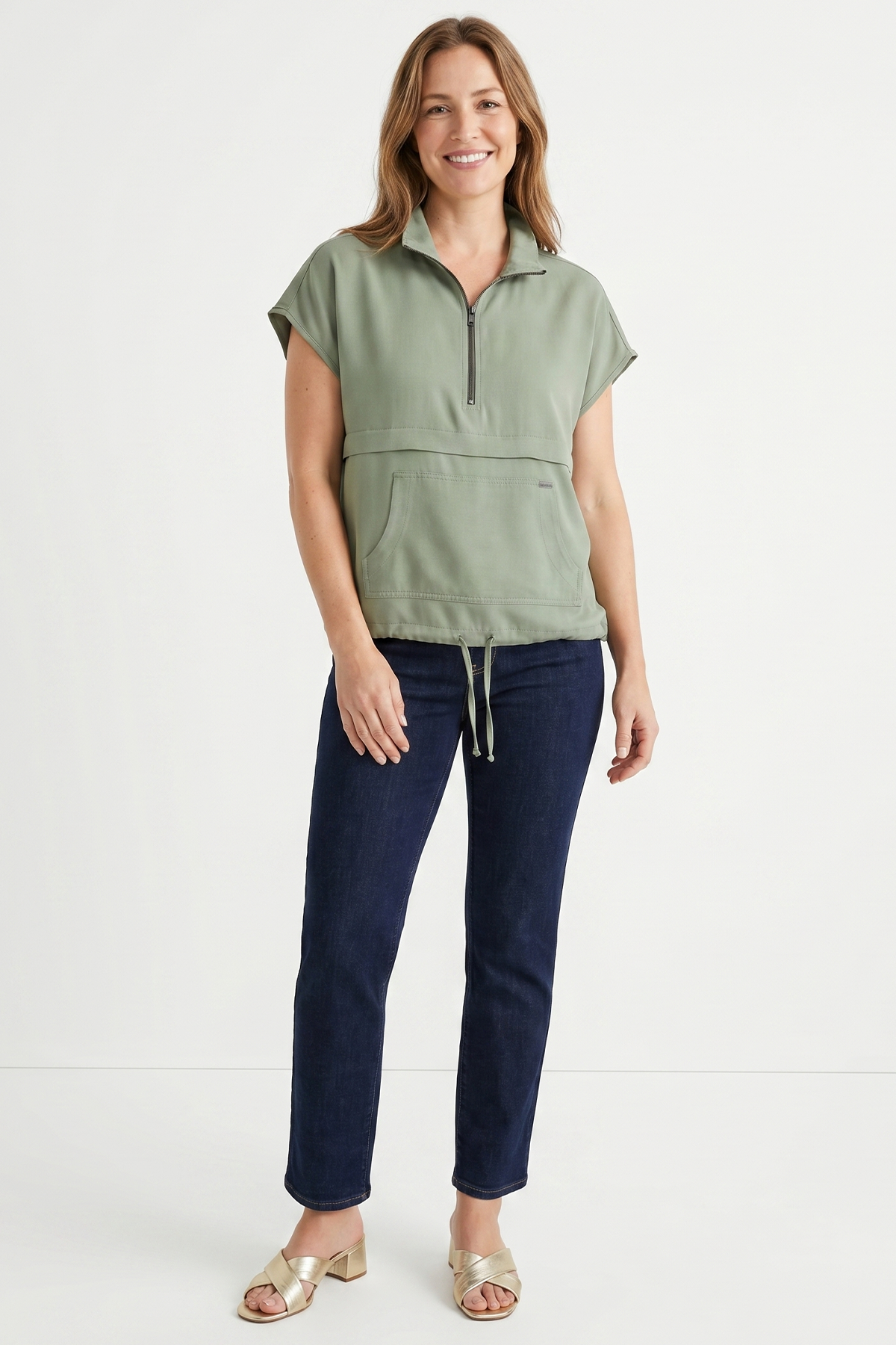 Blusa Verde en Chambray para Mujer