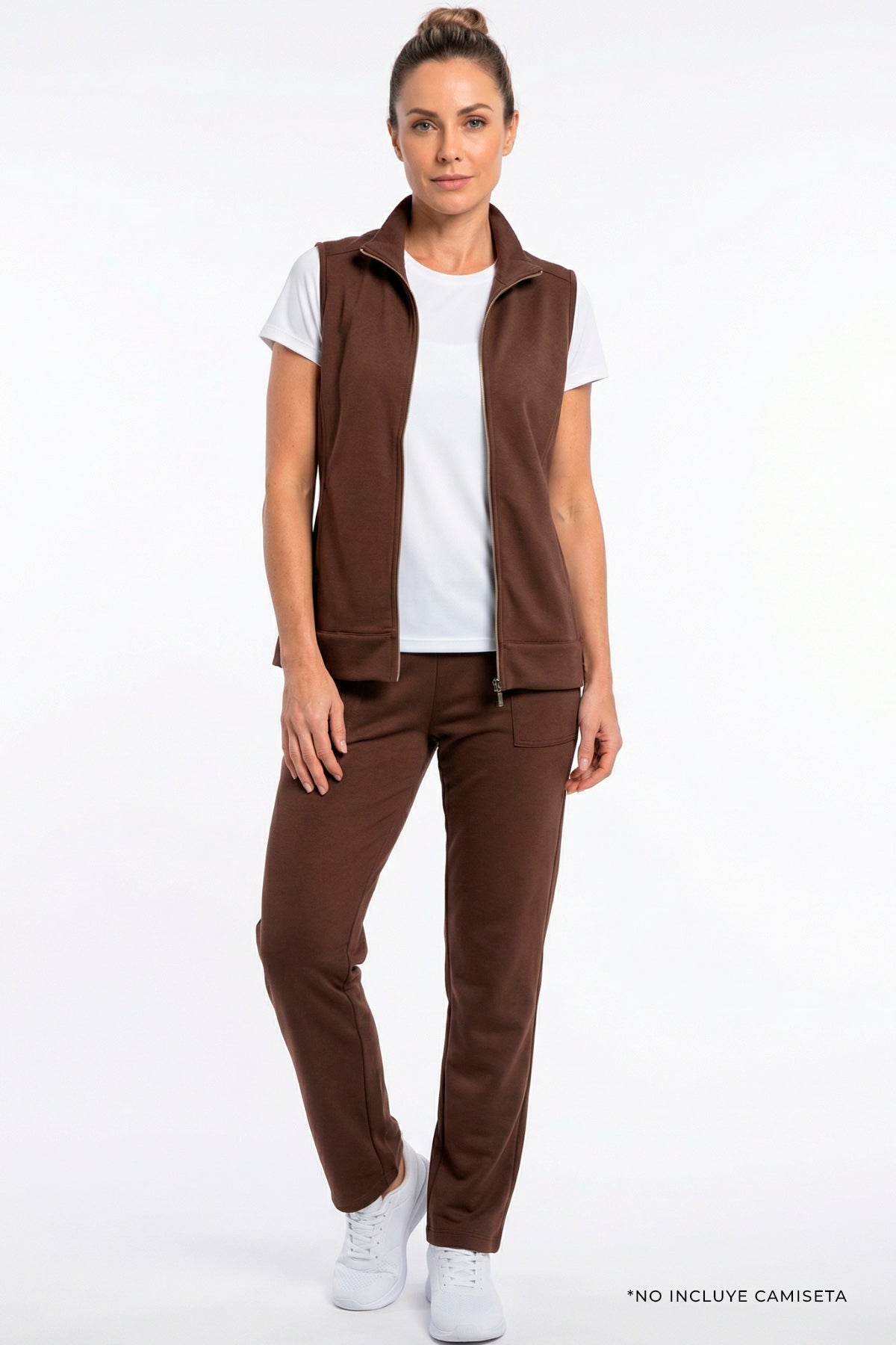 Conjunto deportivo en sudadera para mujer café