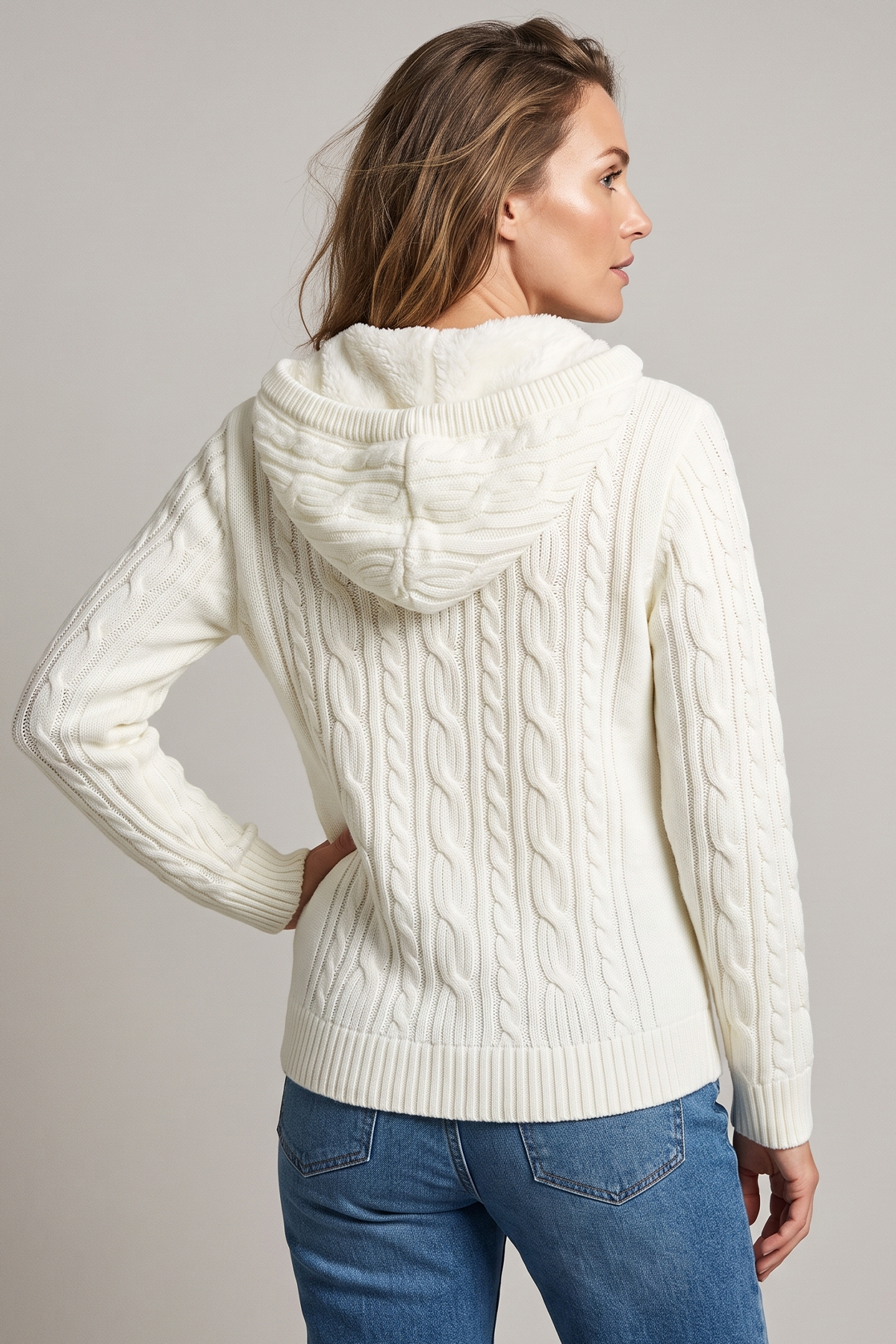 Sweater con Tejido en Acrílico Crudo para Mujer
