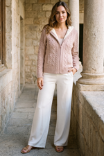Sweater con Cuello Redondo en Acrílico Palo de Rosa para Mujer
