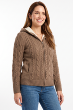 Sweater con Tejido Grueso en Acrílico Taupe para Mujer