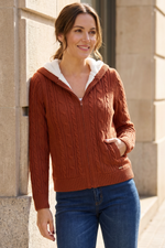 Sweater con Tejido de Punto en Acrílico Terracota para Mujer