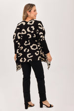 Ruana Animal Print Mangas Negro