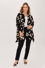 Ruana Animal Print Mangas Negro