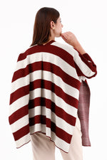 Ruana/Poncho Manga Rayas Vinotinto