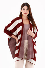 Ruana/Poncho Manga Rayas Vinotinto