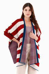 Ruana/Poncho Manga Rayas Roja
