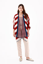 Ruana/Poncho Manga Rayas Roja para mujer