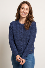 Sweater con Cuello Redondo en Acrílico Azul Petróleo para Mujer