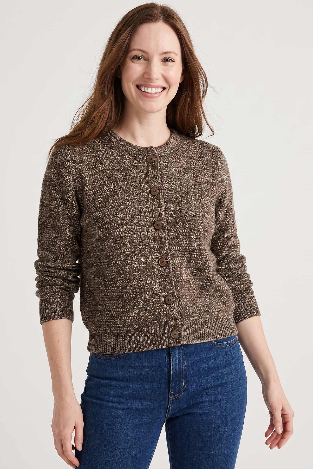 Sweater con Textura en Acrílico Café para Mujer
