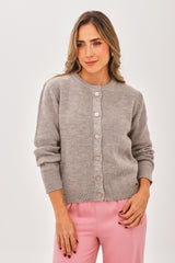 Suéter Cuello Redondo Lurex Taupe