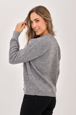 Suéter Cuello Redondo Lurex Gris Claro