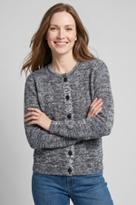 Sweater con Cuello Redondo en Acrílico Negro para Mujer