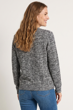 Sweater con Cuello Redondo en Acrílico Negro para Mujer