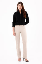 Suéter Manga Larga Tejido Trenza Negro Para Mujer