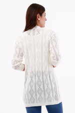 Suéter/Cárdigan Rombos Bolsillos Crudo Para Mujer 