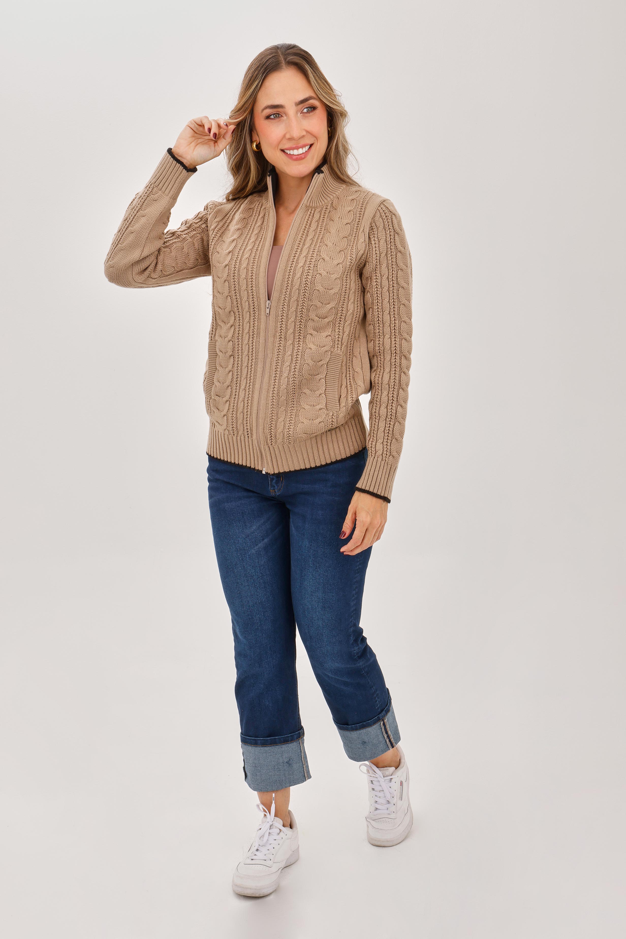 Chaqueta Trenza Taupe