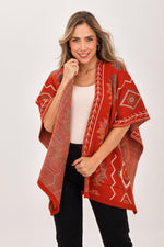 Ruana Figuras Bolsillos Terracota