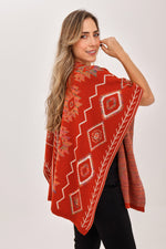 Ruana Figuras Bolsillos Terracota