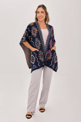 Ruana Figuras Bolsillos Azul Oscuro