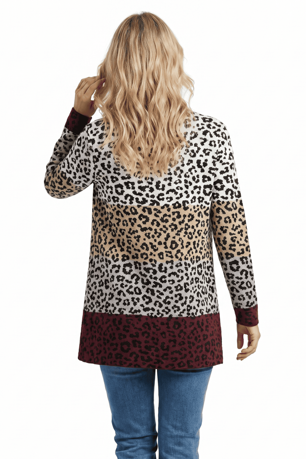 Sweater en tejido artesanal para mujer vinotinto