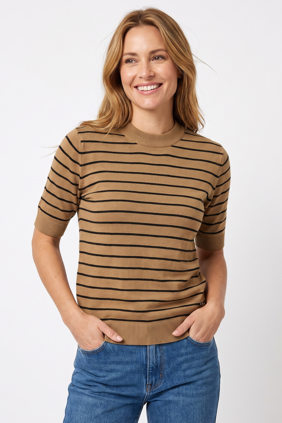 Camiseta en Acrilico Camel para Mujer