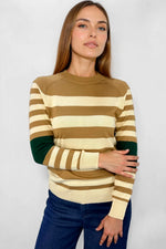 Camiseta Manga Larga Combinada Rayas Camel