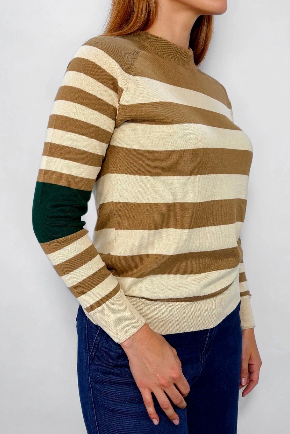 Camiseta Manga Larga Combinada Rayas Camel