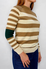 Camiseta Manga Larga Combinada Rayas Camel