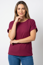 Camiseta en Licra Rib Vinotinto para Mujer