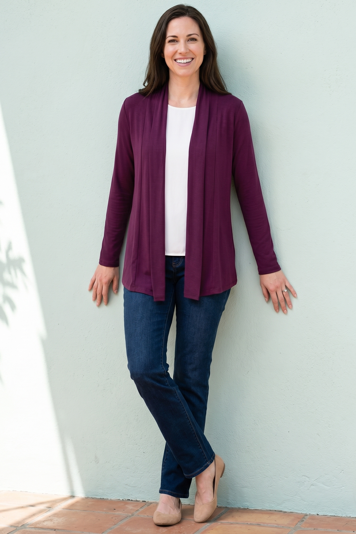 Cardigan en Viscosa Vinotinto para Mujer