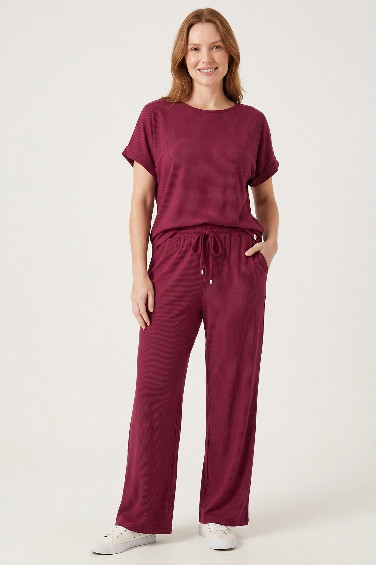 Pantalón en Licra Rib Vinotinto para Mujer