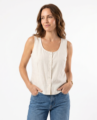 Blusa en algodón para mujer beige