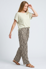 Pantalón en Rayón Animal Print Beige para Mujer