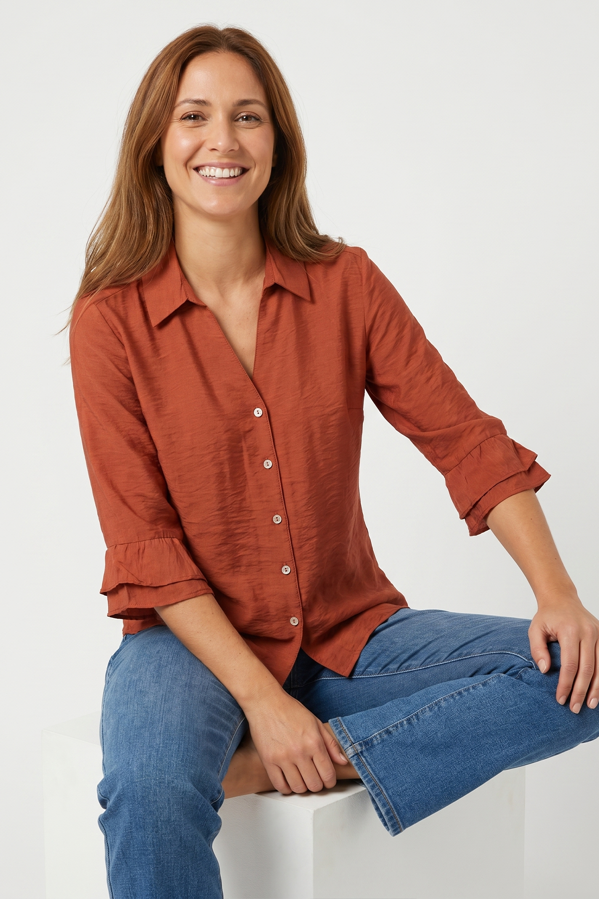Blusa Terracota en Rayón para Mujer
