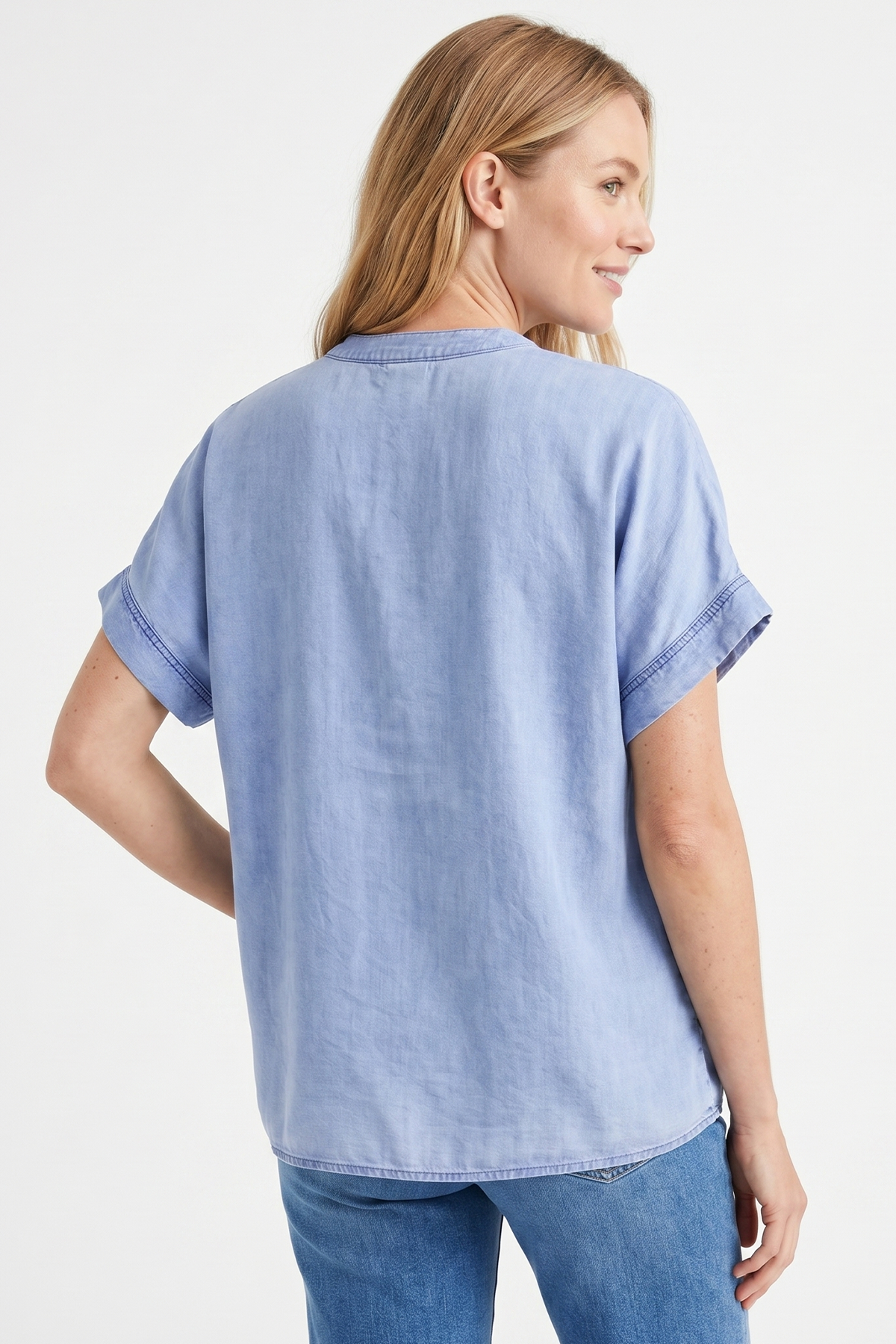 Blusa en Tencel Azul Claro para Mujer