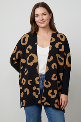 Ruana Animal Print Mangas Mostaza